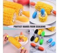 10 paires de brochettes en forme d'épi de maïs, brochettes en forme d'épi de maïs inaltérables, supports pour épis de maïs, pics à maïs, accessoires de barbecue à double tige pour les jardins privés, 