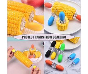 10 paires de brochettes en forme d'épi de maïs, brochettes en forme d'épi de maïs inaltérables, supports pour épis de maïs, pics à maïs, accessoires de barbecue à double tige pour les jardins privés, 