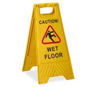 10 panneaux « Attention, sol glissant », en anglais, panneau d'avertissement « Caution Wet Floor », inscription recto-verso, pliable, jaune