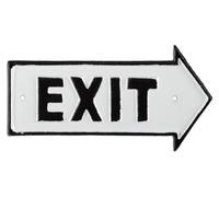 10 panneaux « Exit », panneaux décoratifs pour murs et portes, style antique, flèche vers la droite, signalétique, fonte, blanc/noir