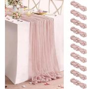 10 paquets de chemin de table bohème rose, chemin de table en mousseline de coton, chemin de table rustique transparent, nappe de table vintage longue pour Noël, Nouvel An, mariage, shower de mariage,