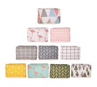 10 Paquets Panier de Rangement Pliable en Lin et Tissu avec Poignées, Doublure Hydrofuge, pour Bureau, Jouets, Maquillage.