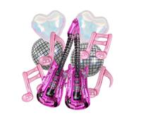 10 PCS Ballons en Forme de Notes de Guitare, Guitare Note Boule Disco Cœur Étoile Ballons Aluminium, Ensemble de Ballons Thème Musique, pour Décorations Fête Musicale Boule, les anniversaires