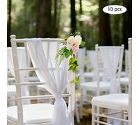 10 PCS chaise de mariage décorations florales de fête avec des rubans pour chaise de mariage (blanc+vert+rose)