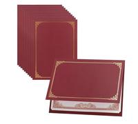 10 PCS Couverture de Certificats en Papier avec Bordure d'Or Pochettes de Présentation de Certificats et Diplôme Porte-Documents A4 avec Page Intérieure pour Graduation Invitation Fichiers, Rouge
