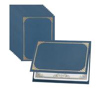 10 PCS Couverture de Certificats en Papier avec Bordure d'Or Pochettes de Présentation de Certificats et Diplôme Porte-Documents A4 avec Page Intérieure pour Graduation Invitation Fichiers, Bleu Foncé