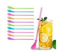 10 Pcs Cuillère Paille Reutilisable 2 en 1, paille reutilisable Paille Smoothie, paille bubble tea Pailles Reutilisable Parfait