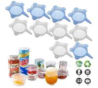 [10 Pcs] Eco Couvercle Silicone Extensible, Film Etirable Reutilisable Pour Tasse/Bouteille, Pour Micro Ondes Four, Rangement Frigo, Lfgb, Fda