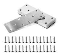 10 Pcs Equerre Etagere Murale, Platine équerre de Fixation, equerre plate, panneau mural perforé, plaques d'assemblage perforée plates, plaque metallique pour meubles avec vis(50 x 140 mm)