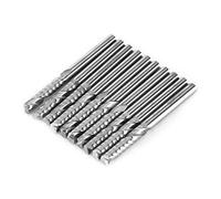 10 PCS Fraise en Bout 3.175MM Fraise en Carbure de Tungstène à Simple Cannelure Bits CNC pour Couper Acrylique et Bois