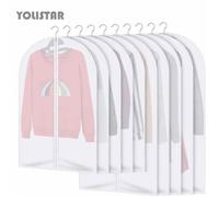 10 Pcs Housse pour Costume/Penderie Protection Pliable Sac de Vêtement, Protection Transparentes Anti-poussière Imperméables avec Z