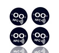 10 pcs. NFC-NTAG215 "GOOD" autocollant noir à coller pour tous les smartphones. Ne peuvent pas être appliqués sur des surfaces métalliques