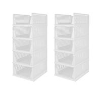 10 PCS Organisateur Empilable Tiroir, Vetement Armoire Empilable Tiroir Coulissant, Rangement Vetement pour Placard, Cuisine, Salle de Bain, Chambre à Coucher (Blanc, Lot de 10, 33*42*90 cm)
