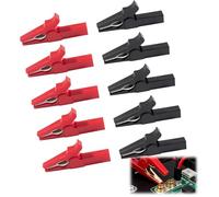 10 PCS Pinces Crocodiles Placage 32A, Pince Batterie, Pinces Croco-dile Isolantes de Protection pour la Connexion de L'appareil Pince Crocodile Fil 4mm