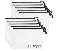 10 Pcs Pochette Plastique Zippée A5,Pochette Fermeture Eclair Mesh Zipper Pouch,PVC Transparentes Document Dossier Sachets,Étanche Pochette à Document Pochette Zip pour Rangement Papiers, Papeterie