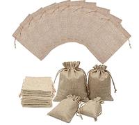 10 PCS Pochettes Sachets en Lin Chanvre, Sacs en Jute avec Cordon de Serrage, Pochette Lin Réutilisable, pour ranger les bijoux, les cosmétiques, les petits cadeaux, etc(20 x 30 cm)