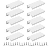 10 Pcs Poignee de Meuble Cuisine Moderne avec Vis,Aluminium Poignée de Tiroir Blanc,80mm Poignée Invisible pour Tiroir Placards
