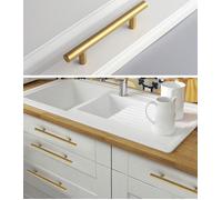 10 pcs Poignee Meuble Dorée Poignee de Meuble Poignée en T pour tiroir d'armoire, porte de meuble 96x150mm