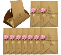 10 Pcs Rétro Enveloppes en Papier Kraft avec Fleurs Séchées Enveloppe À Boucle avec Fermeture en Forme de Cœur Enveloppes Longue Vierges avecc Autocollants Cartes de Voeux Pour Mariage (17,5 x 11 cm)