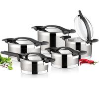 10 pcs. SET DE CUISSONS Set de casseroles à induction en acier inoxydable avec couvercle en verre