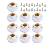 10 Pcs, Supports de Lampe E27 Douille de Base de Vis en Plastique Rond, Porte-Lampe Support Douille E27 Murale,Avec vis(Blanc)