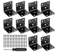 10 PcsEquerre Metal, Equerre Fixation Charge Lourde, Connecteur Bois équerre de Fixation à 90 Degrés, Equerre d'Assemblage Renforcée Métal, Équerre de Coin pour Bois de Meubles(40 x 40 mm, Noire)