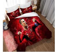 10 Pièces 10 housse de couette 140 x 200cm + 20 taies doreillers 65 x 65 cm Football Cristiano Ronaldo 3D