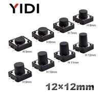 10 pièces 12x12mm interrupteur Tactile momentané 4 broches SMD SMT H = 5/6/7/8/9/10/11/12mm PCB interrupteur marche/arrêt ensemble électronique 12V DC 50mA H5mm 10 pièces