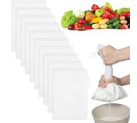 10 Pièces 20 * 30 cm Etamine Alimentaire, Sac Filtrant, Passoire Tissu Blanc, Nylon, Sac Filtrant pour Jus de Légumes et Fruits, Café, Lait Avoine, Lait Vegetal