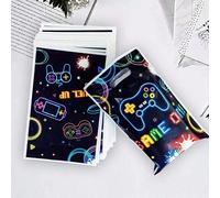 (10 pièces/20 pièces/30 pièces/50 pièces/100 pièces) Sacs cadeaux de manette fluorescente, sacs de faveurs de fête thématique de jeu, sacs de rangement étanches en PE pour collations/bonbons/biscuits,
