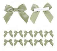 10 pièces/20 pièces/50 pièces Nœuds en satin vert sauge autocollants, nœuds de ruban pour emballage cadeau, petits nœuds avec rubans pré-faits, adhésif double face, pour artisanat, gâteau, sac de coll