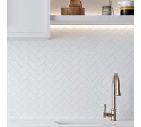 10 pièces/20 pièces Autocollants de carreaux en arête de poisson autoadhésifs, carreaux de dosseret imperméables pour la cuisine, la salle de bain, la buanderie, design blanc, cadeau d'anniversaire, d