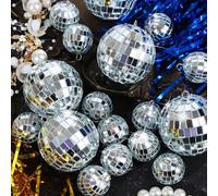 10 pièces / 20 pièces Boules à facettes ornements, mini boules à facettes suspendues, boule réflective en verre argenté brillant, décoration de fête disco des années 70, ornements de décoration d'inté