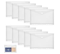 10 Pièces 22,8 x 18cm Porte-Documents A5 en Plastique Transparent, Porte-Documents Transparent avec Bouton Pression, Pochette Classeur A5 Perforée, pour Bureau, École, Maison