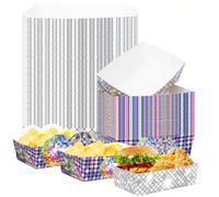 10 pièces/30 pièces/60 pièces Plateaux alimentaires en papier boule à facettes, 5.3*3.5*1.7 pouces Bateaux à collations à ouverture supérieure, Contenants alimentaires en papier à motif disco rétro de
