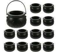 10 pièces/4 pièces/1 pièce Mini chaudron de sorcière d'Halloween, mini bol en plastique orange citrouille, bol d'emballage en plastique noir, décoration de fête extérieure, sans plumes, sans alimentat