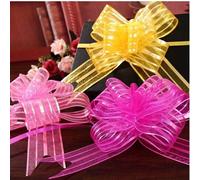 10 Pièces 5cm Organza Tirer Des Noeuds Cadeau Ruban Papillon Thighed Main Fleur Guirlandes Rubans De Mariage Fête Voiture Pure Guirlande 8 Couleurs
