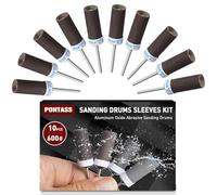 10 Pièces 600 Grains Tambours de Ponçage pour Outil Rotatif Dremel, Mèches de Ponçage, Manchons Abrasifs Avec des Tiges de 3 mm, Manchons de Ponçage pour Le Ponçage Et le Polissage Métallique.