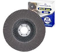 10 Pièces Abrasif Disque a Lamelles 125mm avec Trou de Fixation de 22,4 mm - Disque a Meuler 125 Metal Granulométrie G60 - Disque Lamelle 125 mm Peut être Utilisé Max 12500 tr/min - MONTERAL