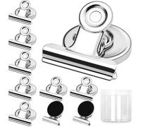 10 Pièces Aimant Clips, Anti-Rayures Aimant Puissant Bulldog Clip Aimants Frigo Aimants Tableau Magnétique, Argent