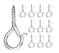 10 Pièces Argent Crochet a Visser M4,Piton à Visser Mural Vis Crochet | Crochet Mural a Visser Crochet Inox a Visser Avec Clous à Expansion,Suspension Murale Avec Boucle de Sécurité Crochet