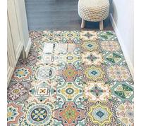 10 pièces Autocollants de carrelage céramique à motif floral vintage, papier peint PVC autocollant convenant pour la cuisine, le salon, la salle de bain, la chambre, les murs, le sol, les meubles. Déc