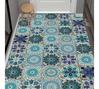 10 pièces Autocollants de carrelage en céramique à motif floral vintage, papier peint adhésif en PVC convenant pour la cuisine, le salon, la salle de bain, la chambre, les murs, le sol, les meubles. D