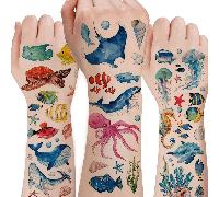 10 pièces Autocollants de tatouage temporaire mignons d'animaux à l'aquarelle, lion, python, singe, hérisson, colibri, multi-combinaison, motif d'animaux de la jungle et de la forêt, petit cadeau pour