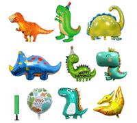 10 Pièces Ballon Dinosaure Anniversaire 9 Ballons Decoration Anniversaire Dinosaure 1 Pompe à Air Ballon Helium Amusant et Mignon Ballons pour Anniversaires, Fêtes Thème Décoration Parcs D'attractions