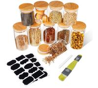 10 Pièces Bocaux Alimentaires Verre 5PCS 250ml + 5PCS 350ml Hermetique Conservation Transparent avec Rondelle pour Céréales Fruits