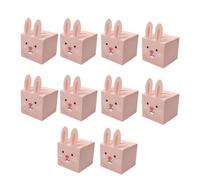 10 Pièces Boîte de Bonbons de Pâques Lapin Cartoon Rose en Papier | Emballage Polyvalent, Rangement Alimentaire, Format Carré, Fête de Pâques