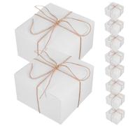 10 Pièces Boîte Présent Carrée Blanche 15x15x10 CM en Papier | Cordon en Chanvre et Carte Vierge Inclus, Coffret Minimaliste pour Anniversaires et Fêtes, Format Compact