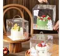 10 pièces Boîtes à gâteau en plastique transparent, boîtes à gâteau mini transparentes en PET de 3/5 pouces avec poignée, boîtes d'emballage de dessert à la mousse portables et étanches, convenant pou