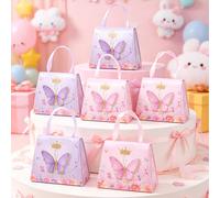 10 pièces Boîtes cadeaux en papier avec papillon, boîtes cadeaux mini 3D rose et violet avec couronne de papillon pour bonbons, chocolats, décoration de fête d'anniversaire, baby shower, cadeaux de ma